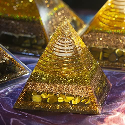 Orgone pirâmide feita à mão, cristal sete chakra, gerador de energia positiva blanacing, balanço espiritual Pedras de cristais, cristal de cura para meditação ioga de calma reiki, para escritório em casa
