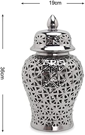 Jarra de gengibre de porcelana de porcelana de bancada de Milageto com tampa do templo jar dos ornamentos da tabela de tabela