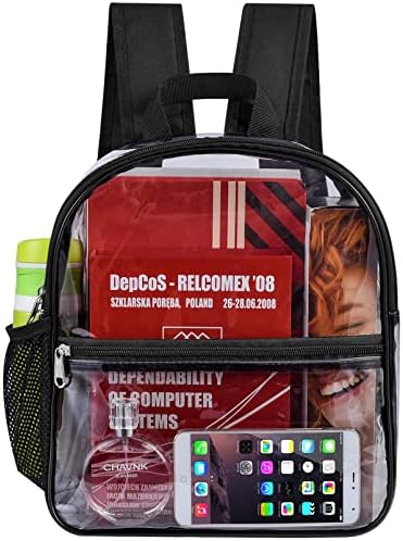 Uspeclare Clear Mini Backpack Stadium Aprovado, mochila transparente à prova de água para evento de trabalho e esporte…