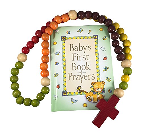 Conjunto de presentes do batismo católico do bebê, inclui o primeiro rosário do bebê e o primeiro livro de orações do