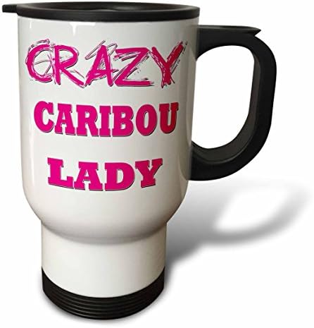3drose Crazy Caribou Lady Caneca de viagem, 14 onças, multicolor