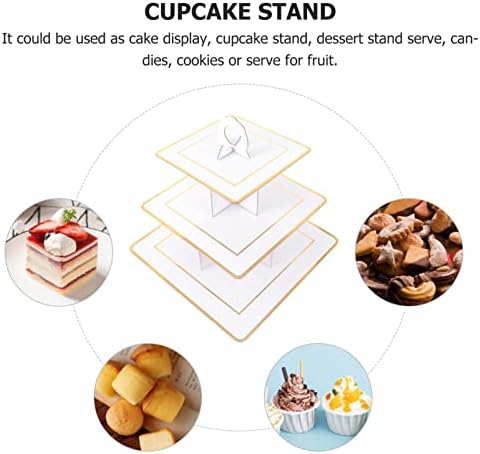 Conjunto de exibição de mesa de sobremesa- Posto de cupcakes de papel de 3 camadas: exibição de bolo de suporte de