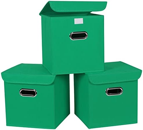 Armazenamento de armazenamento dobrável Cubos Organizador de armazenamento com tampa, caixa de armazenamento de cubo de tecido