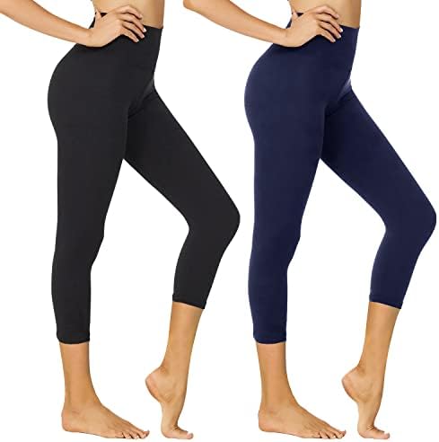 Nexiepoch Buttery Buttery Leggings para mulheres - Capri de cintura alta Capri Control Pants de ioga para treino, Reg