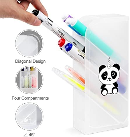 Unicorn panda portador caneta lápis organizador de armazenamento de maquiagem de copo de copo de copo de arte para o escritório em casa branca