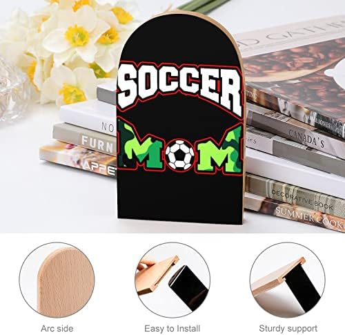 Mãe de futebol Bookends Wood 1 Par de Livro de Livros Impresso Stands Decorativa