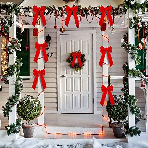 Willbond 12 Pacote Red Velvet Bows Christmas Wreath Bows Holiday Christmas Rexos 9 x 16 polegadas para festas, Garland de Natal,