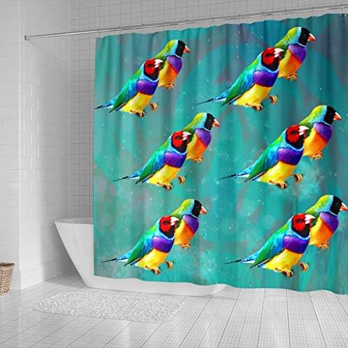 Cortinas de chuveiro com estampa de pássaros de Gouldian Finch