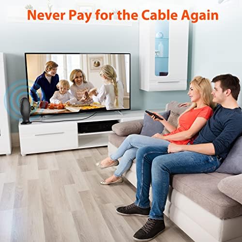 Antena de TV digital HD Amplificada para TV inteligente até 450 milhas, Antena de TV externa em interior Support Smart 4K