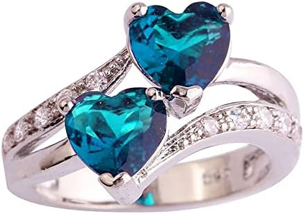 Mulheres prometem anel de moda de moda coração cortado de zircônia anel de casamento jóias arco -íris gemstone noivado