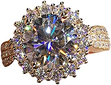 2023 Novo engajamento cúbico brilhante redondo diamante zircão Bling Woman Ring Gold Dainty Ring Ring Wedding Hollow Heart Ring