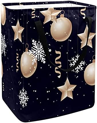 Holding Snowflakes Ball Christmas Stars Randear cesto, 60l Cesta de lavanderia independente com alças longas para armazenamento