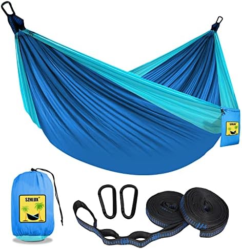 Szhlux Camping Hammock Double & Hammocks portáteis únicos com 2 tiras de árvores, ótimas para caminhadas, mochila, caça,