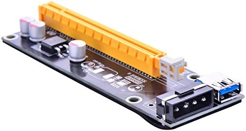 Optim Shop PCI Express 16x a 1x Adaptador de riser alimentado com cabo de extensão USB 3.0 de 60cm e 4 pinos para Molex de 4 pinos para Sata