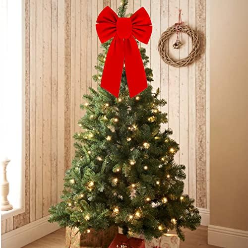 Red Christmas Bow Grande Wreath Wreath Bow Bow Red Velvet Bow Christmas para para Christmas Wreath Door Tree Topper Gifts Indoor Decorações de festas de Natal ao ar livre, 12,6 x 19,7