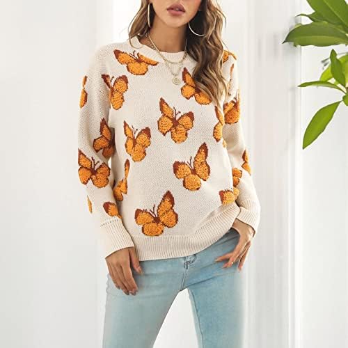 Mesão de outono feminino de mebamook 2022 suéter de borboleta solto outono inverno manga comprida malha roupas de suéter