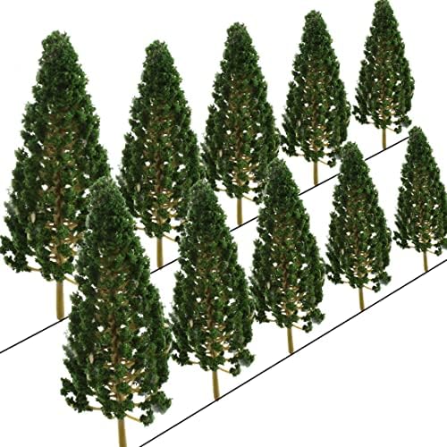 Modelo de paisagem de jardim de Marteum Acessório de cena modelo de pinheiro verde escuro de 5 polegadas para fabricar arquitetura Tabela de areia e modelo de plataforma de estação, 10 pcs