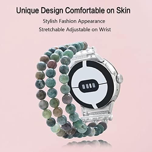 Acessórios C&L Compatíveis com o Google Pixel Watch Band for Mulher Men, pulseira artesanal ajustável de miçangas