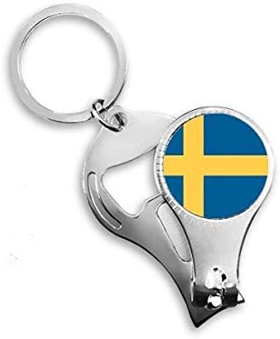 Suécia Flag National Europe Europa Country Nipper Ring Ring Key Chain Bottle Abridor de garrafa Clipper