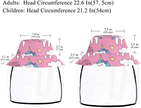Chapéu de proteção para adultos com escudo facial, chapéu de pescador anti -sun tap, unicorn desenho animado rosa