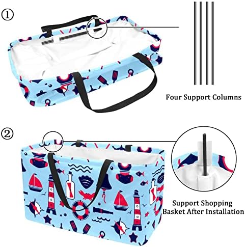 Cesta de compras reutilizáveis ​​O farol de caranguejo velejador portátil dobrável piquenique sacolas bolsas de cesta