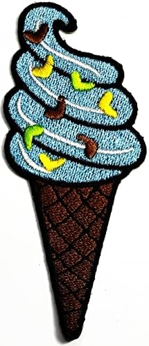 Kleenplus 2pcs. Cream de sorvete azul bordado adesivo de tecido de tecla de sorvete de grama de grama de desenho animado em costura