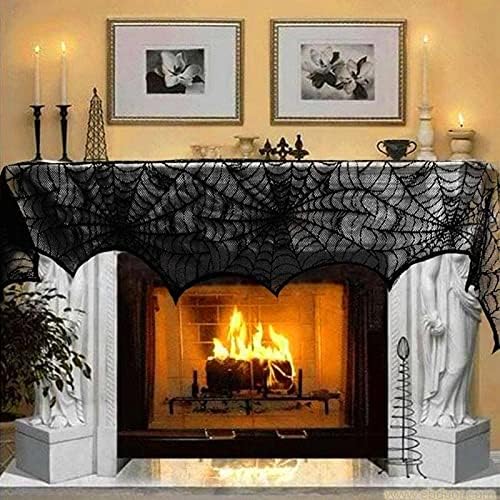 NC Halloween Decoração de renda de renda Skeleleton Sklelen Skull Tonela Black Fireplace Mantel Sconhef Event Party Decoração de