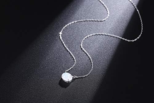 Colar opal de prata esterlina, prata esterlina 925, joias opalas pequenas para mulheres, colares de pedras preciosas, jóias