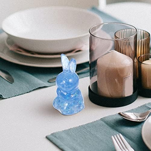 Sewroro 2pcs Cristal Rabbit Figure -peso de papel de gemia esculpida em pedra de cristal estatueta de coelho de cristal 2023 Figura chinesa de coelho zodíaco fengshui decoração caseira cura de cristal azul azul