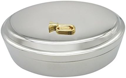 Gold Tuba Music Instrument Pingente Oval Tinket Jewelry Box