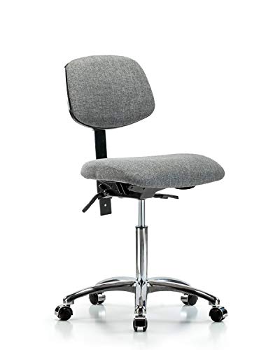 Labtech Seating LT42090 Cadeira de bancada média, tecido, base cromada - rodízios cromados, cinza