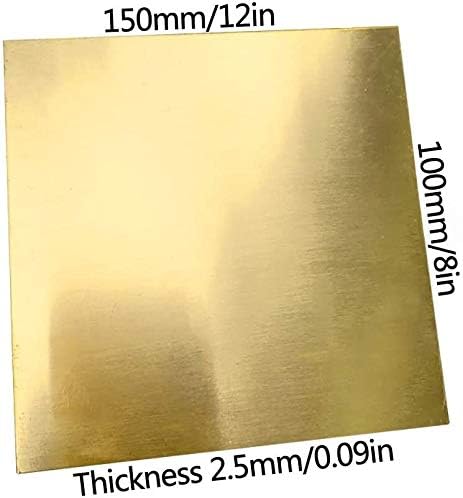 Folha de latão de latão Umky para artesanato de metalia Diy, comprimento e largura Tamanho de 4x6 polegadas Espessura Várias especificações, folha de metal de 5 mm