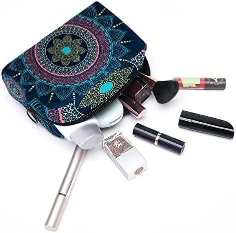 TBOUOBT Sacos cosméticos para mulheres, Bolsa de maquiagem Bolsa de higiene pessoal Acessórios de bolsas de higieness Organizador, Tribal Tribal Vintage da Mandala Bohemian