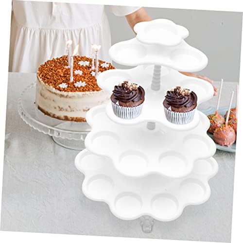 Cabilock Cupcake Tea Rack Rack Sobersert Bolo de pastelaria para banquetes de plástico Placa de casamento branca Placa