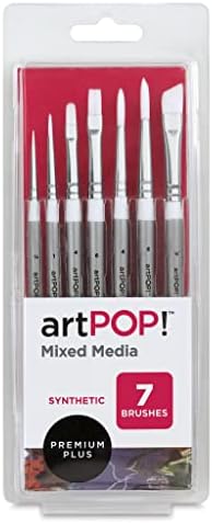 ARTPOP! Pincéis de tinta, conjunto de 7, escovas sintéticas premium para acrílico, óleo e aquarela, formas e tamanhos variados,