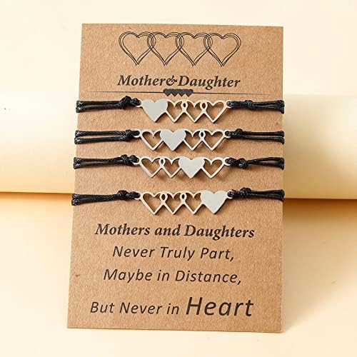 PingyongChang Coração de longa distância Mãe, filha de bracelets cenário de presente, desejo de pulseira para casais amizade filhas