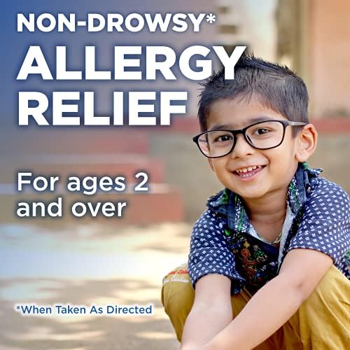 Medicina de alergia às crianças do Basic Cuidado, solução oral de 24 horas Loratadine 5 mg/5 ml, anti-histamínico não drowsy, sabor de uva, com 2 anos ou mais, 8 onças fluidas