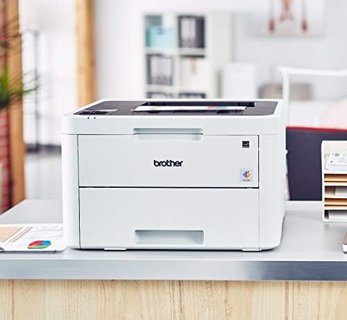 Irmão HL-L3230CDW Impressora colorida Digital Compact, fornecendo resultados de qualidade da impressora a laser com impressão sem fio e impressão duplex, reabastecimento do Dash Ready, branco