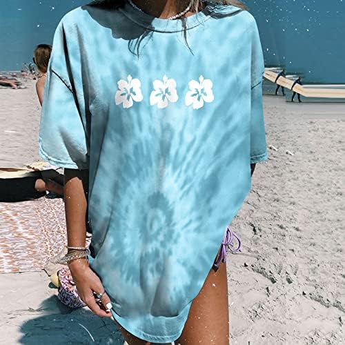 Tops de manga curta Ladies Male Gradiente Relaxado Fit Brunch Hippie Victorian Tie Dye Top Teen Girl Mens 1y