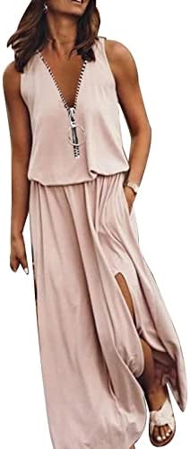 Vestido maxi para mulheres Casual TIY Dye Print Dresses longos Vestidos de tanque de verão Crewneck Sleesess Beach