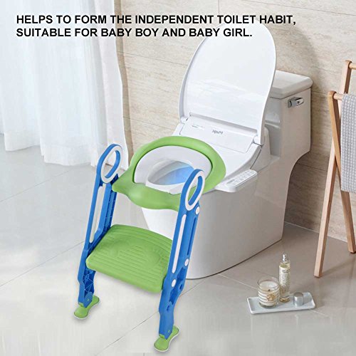 Potty Training Seat com escada de bate-papo, confortável treinador de treinamento para bebês, cadeira de assento de banheiro dobrável