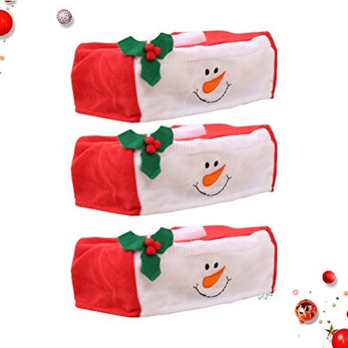 Wakauto Santa decoração 3pcs Caixa de lenço de lenço de Natal Xmas Maninho de neve Tecidos faciais de papel de mesa da caixa