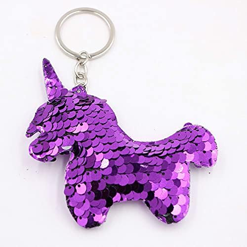 6 peças Reversível Mermaid ChainCains Glitter Flip Keychains Chans de teclas de lantejoulas de animal