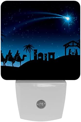 Silhueta 3 Wise Kings Manger LED Night Light, Kids Nightlights for Bedroom Plug in Wall Night Lamp Brilho ajustável para