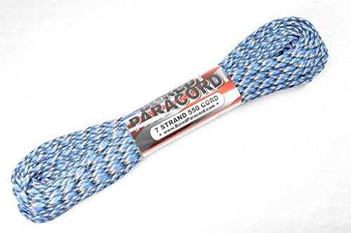Marca Paracord entedada Paracord / cordão de pára-quedas 7-fita, 550 lb. Break Força Garantida dos EUA Made, tipo III - Blue Snake