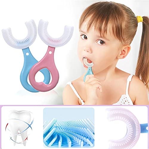 Escova de dentes em forma de U 4pcs, escova de dentes manual infantil, escova de silicone macio de grau alimentar,