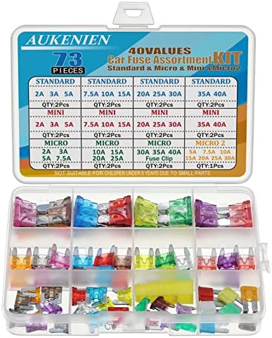 Aukenien Low Profile Mini Fuses Kit Automotivo automóvel Micro lâmina fusível 2a 3a 5a 7.5a 10a 15a 20a 25a 30a 35a 40a ATM