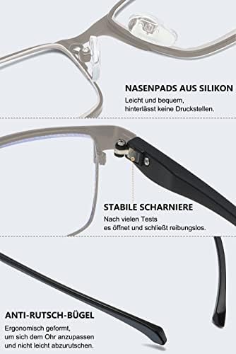 Lanomi Fotochromic Progressive Multifocal Reading Glasses Square Metal Frame Full Blue Blocking Multifocus Sun Readers