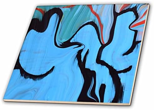 Imagem 3drose de pintura de formas azuis e pretas com aqua - telhas