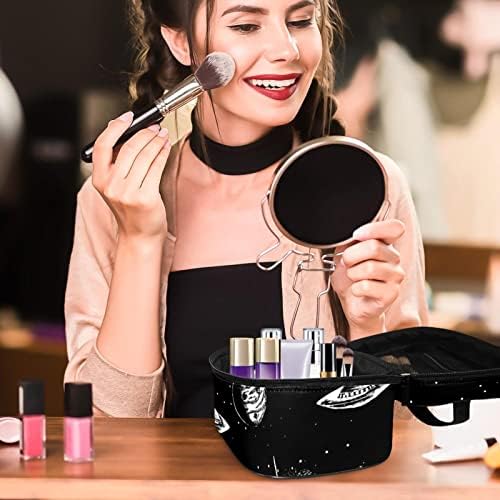 Galxy Space Black Travel Makeup Bag Cosmetic Case Organizer Storage Bolsa de saco de maquiagem